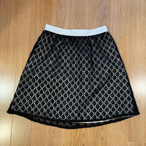 KENSIE Floral Lace Satin Skirt Black - 4 - Picture 5 of 11